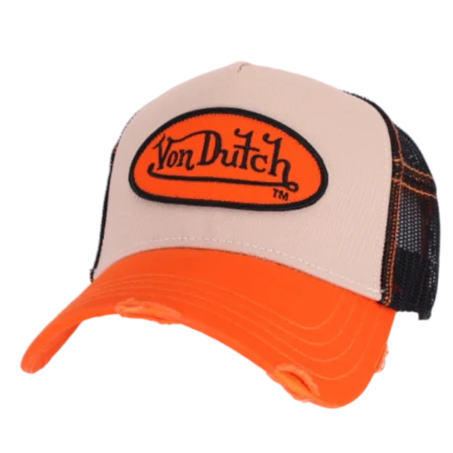 Von Dutch – Oval Patch – Beige Orange trucker kasket