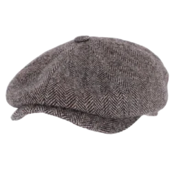 Stetson - Flat Cap Wool Herringbone - Grå